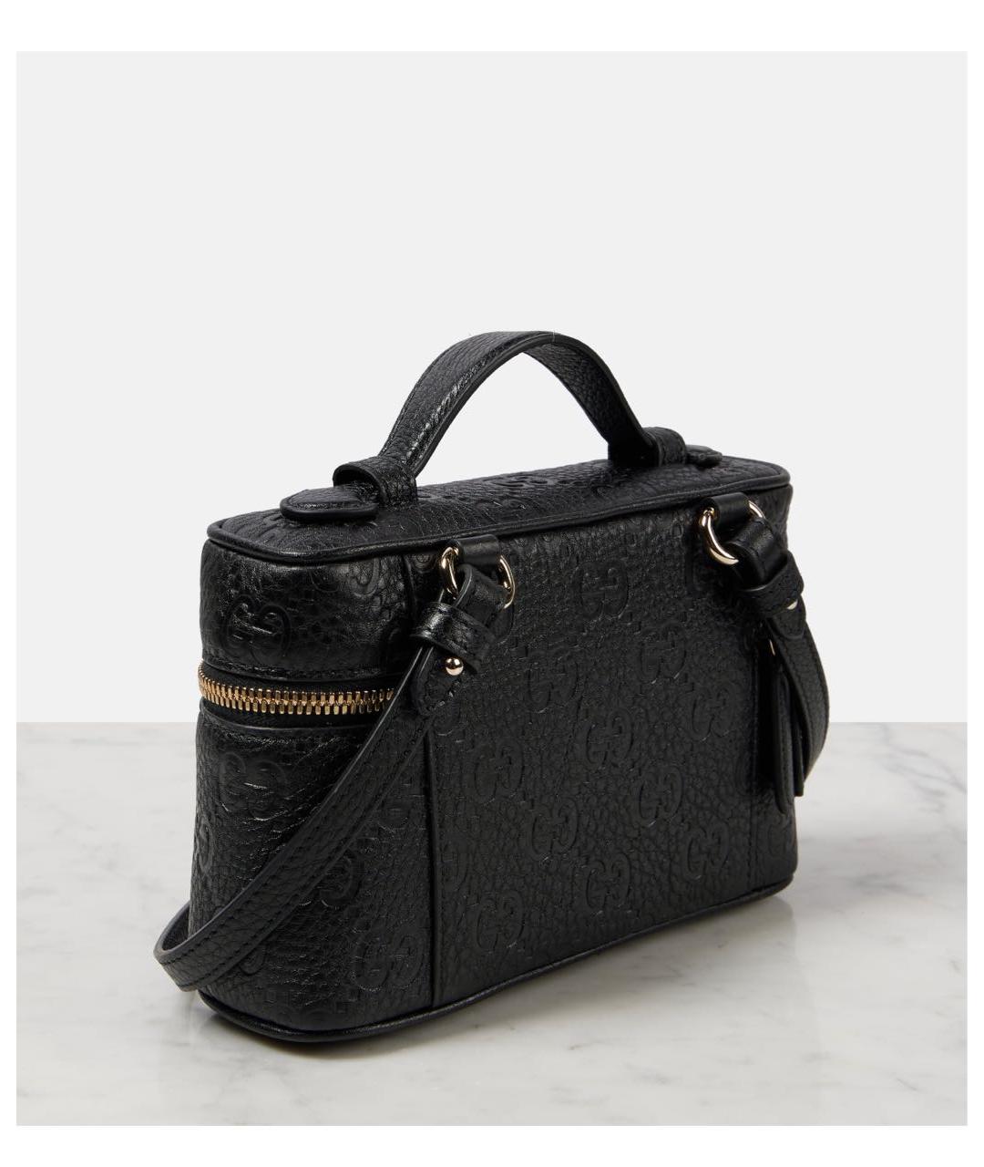 GUCCI Черная кожаная сумка с короткими ручками, фото 5