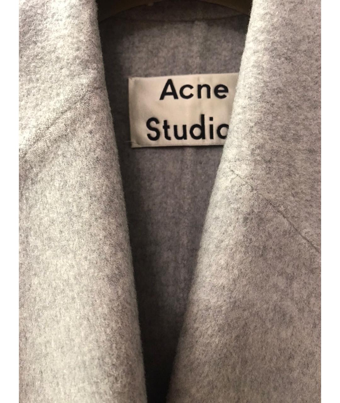 ACNE STUDIOS Серое шерстяное пальто, фото 3