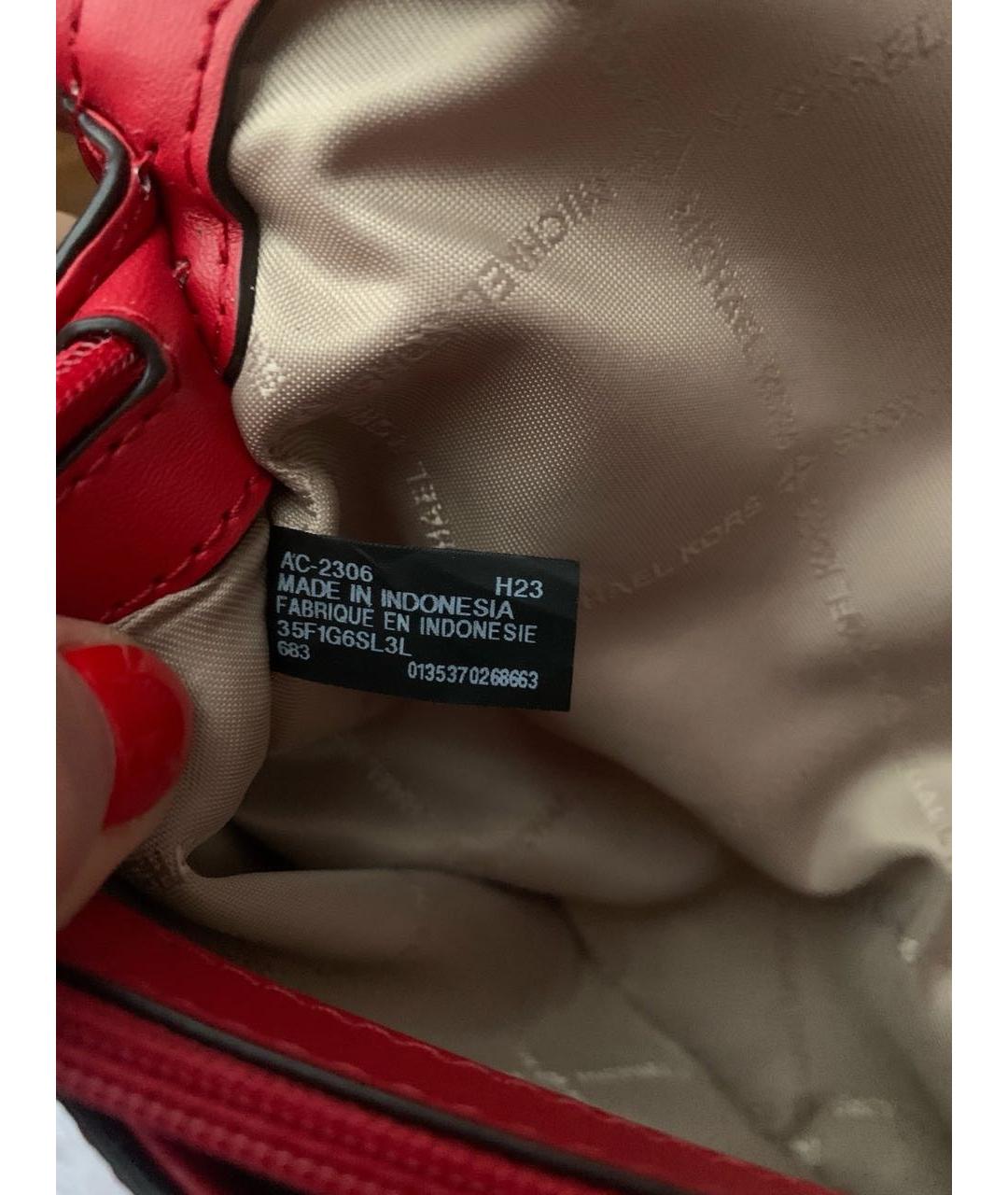 MICHAEL KORS Красная кожаная сумка через плечо, фото 7