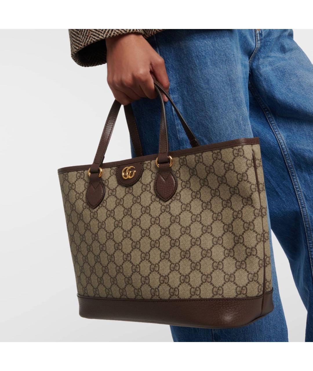 GUCCI Коричневая кожаная сумка тоут, фото 4