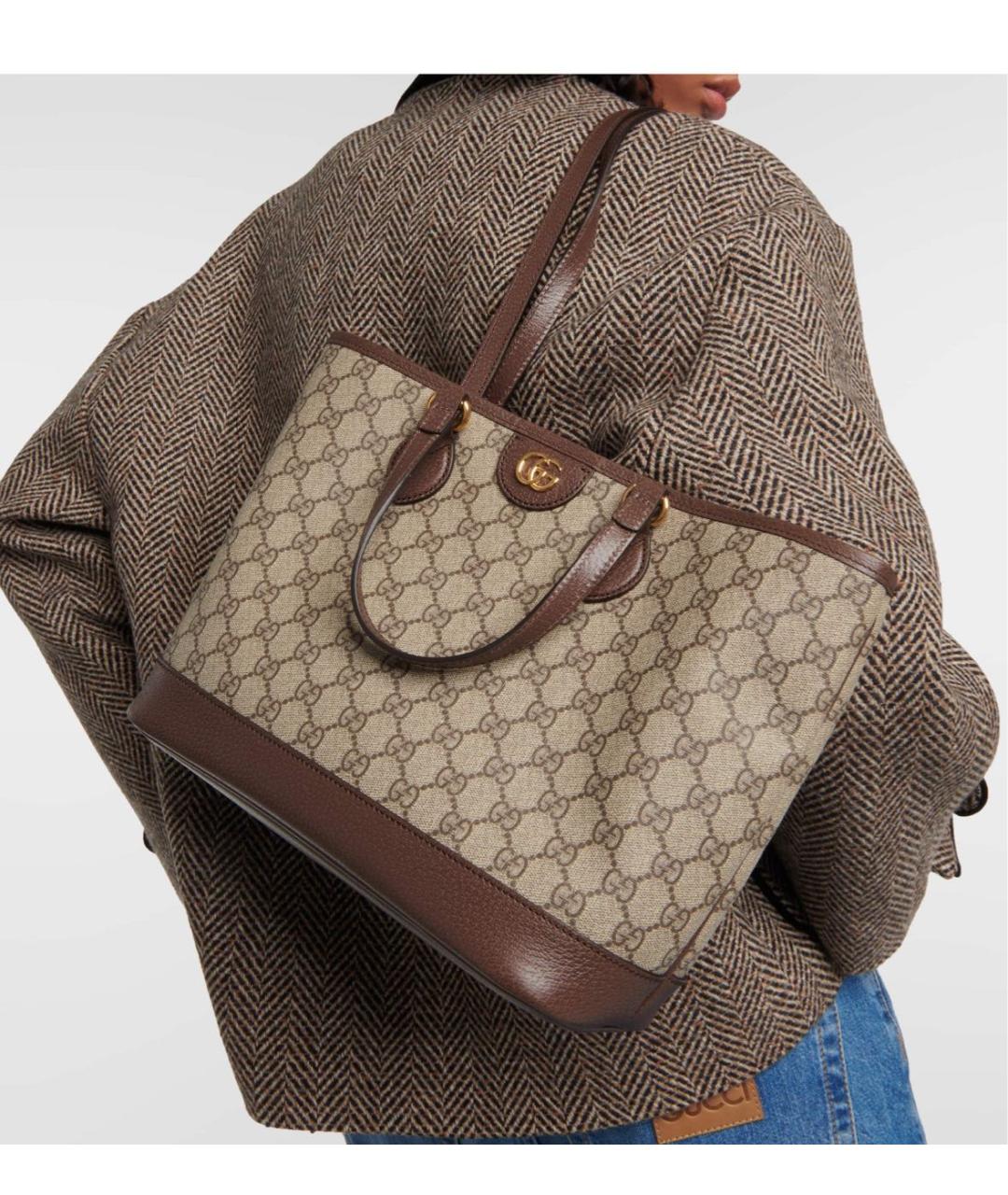 GUCCI Коричневая кожаная сумка тоут, фото 2