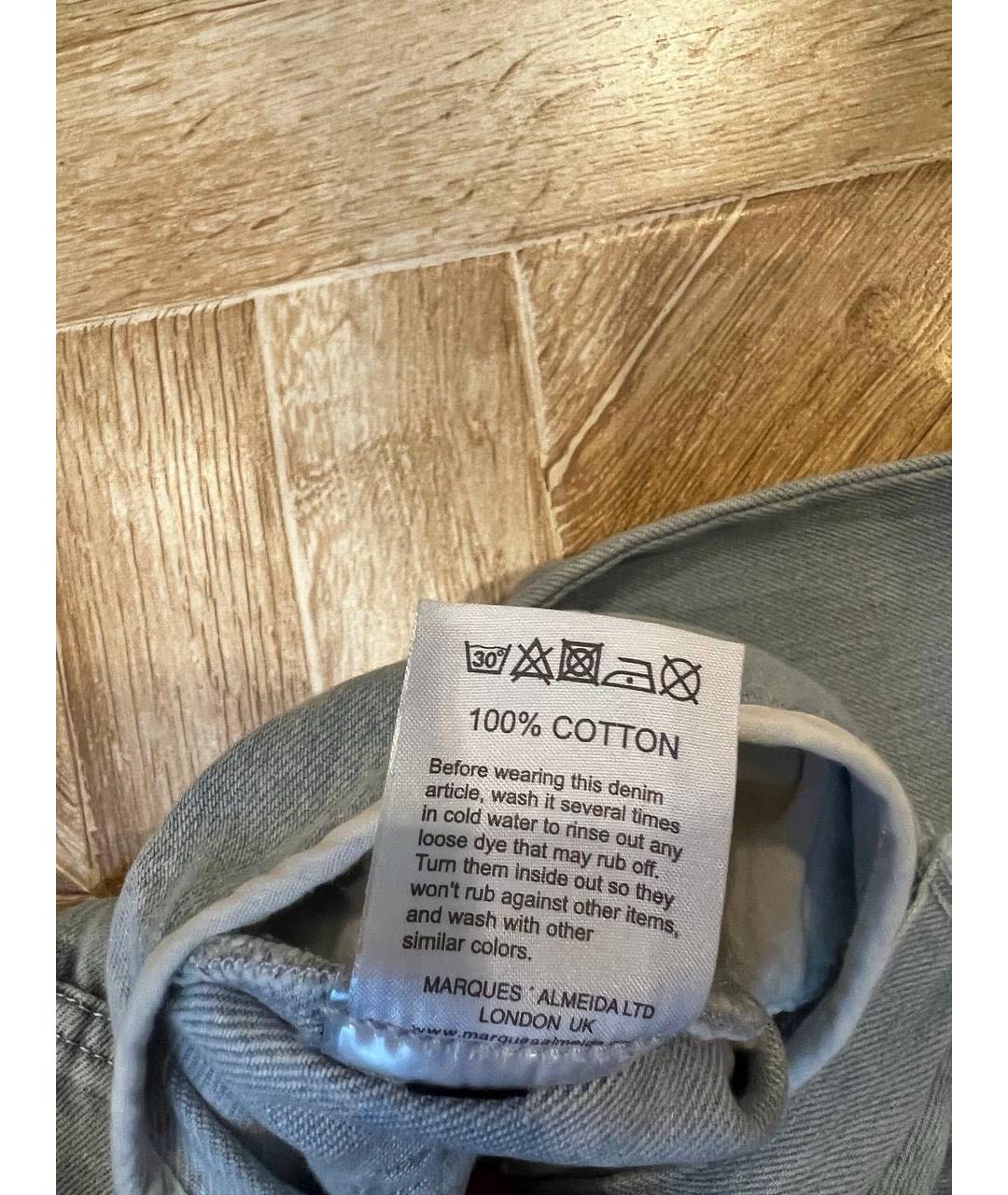 MARQUES' ALMEIDA Голубые хлопковые джинсы клеш, фото 4