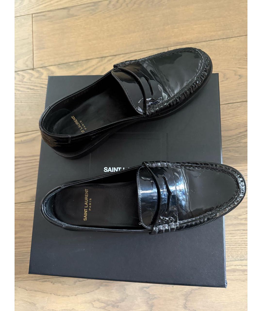 SAINT LAURENT Черные лоферы из лакированной кожи, фото 6
