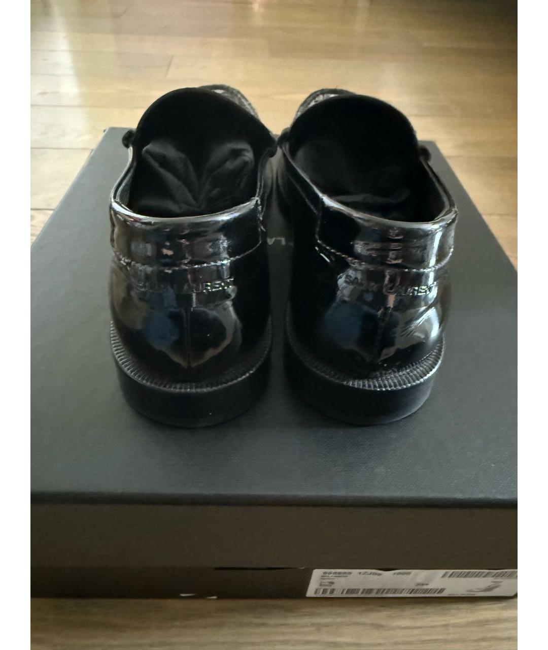 SAINT LAURENT Черные лоферы из лакированной кожи, фото 5