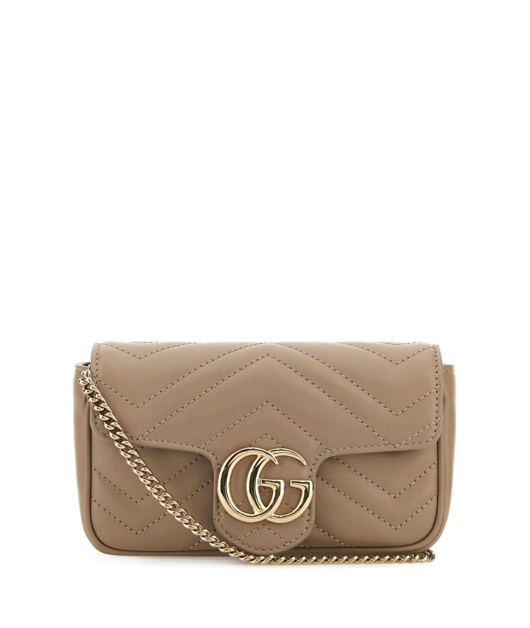 GUCCI Бежевая кожаная сумка через плечо, фото 1