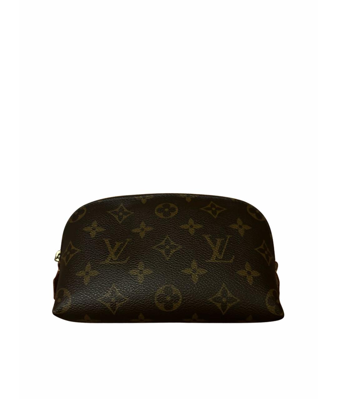 LOUIS VUITTON Коричневая кожаная косметичка, фото 1