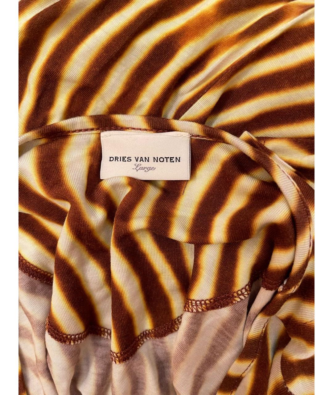 DRIES VAN NOTEN Горчичное вискозное платье, фото 3