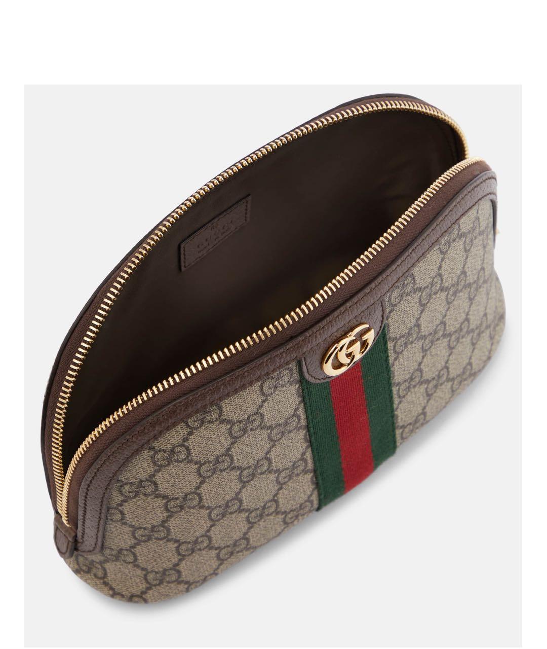 GUCCI Коричневая кожаная косметичка, фото 2