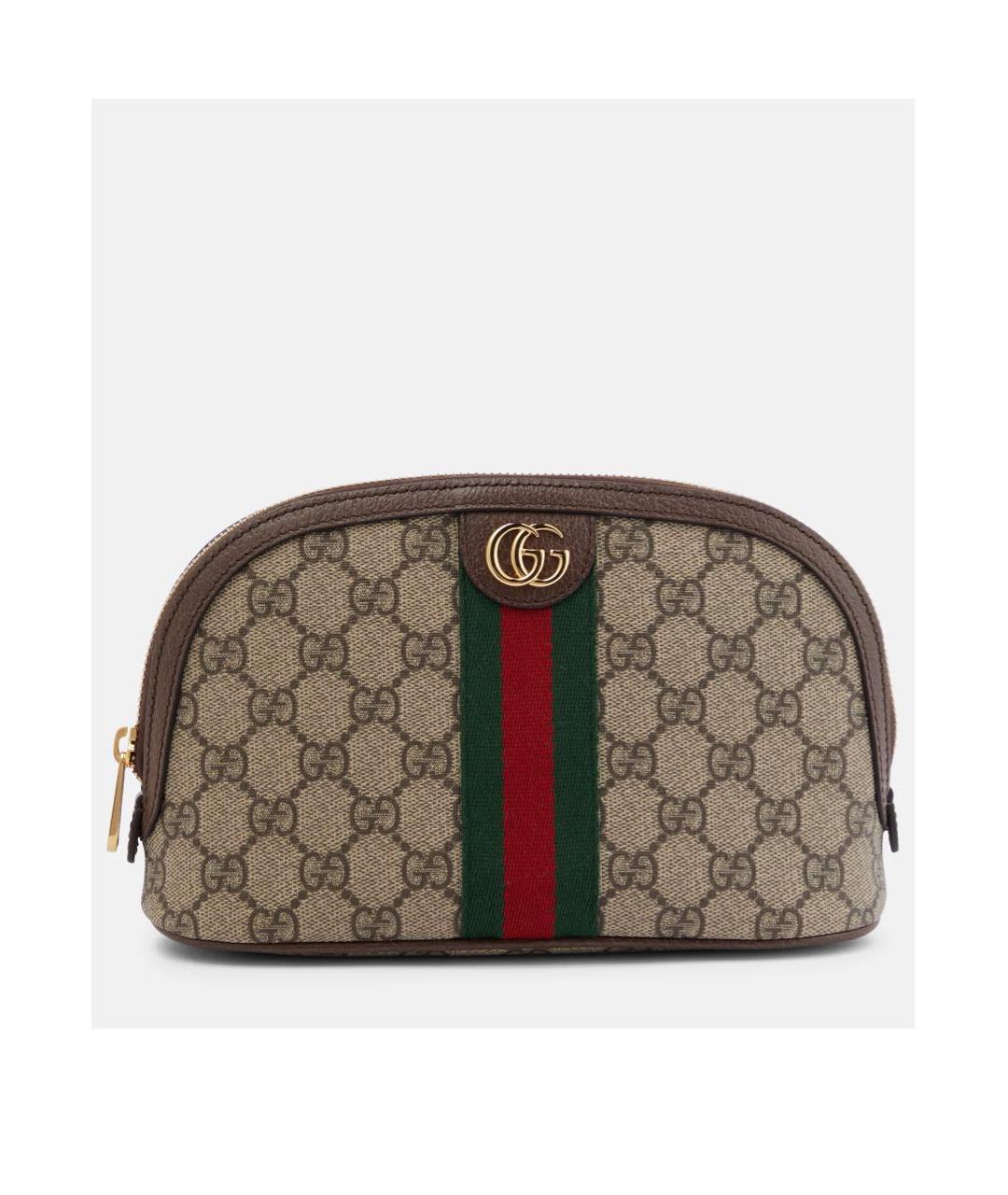 GUCCI Коричневая кожаная косметичка, фото 3