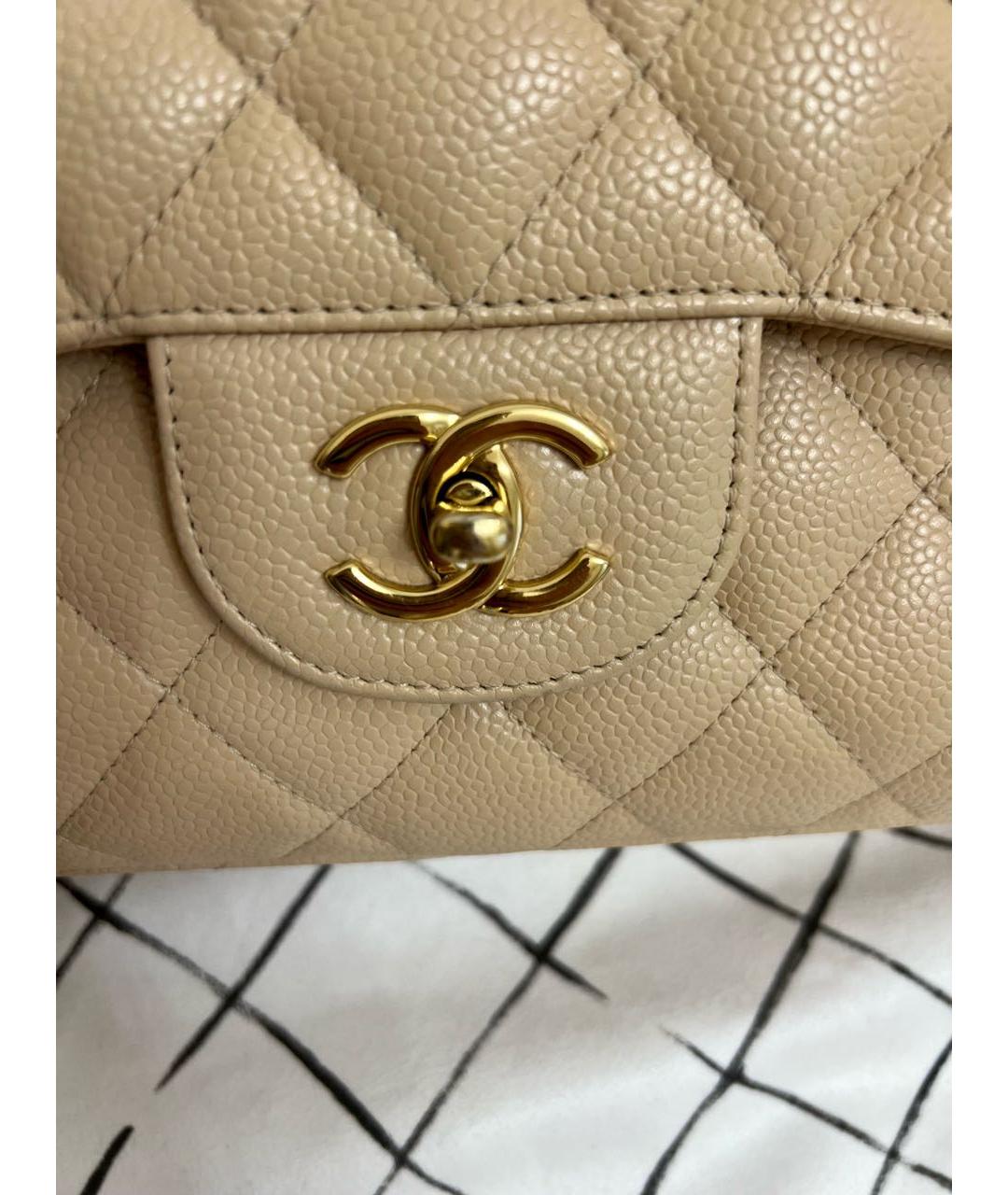 CHANEL Бежевая кожаная сумка через плечо, фото 8