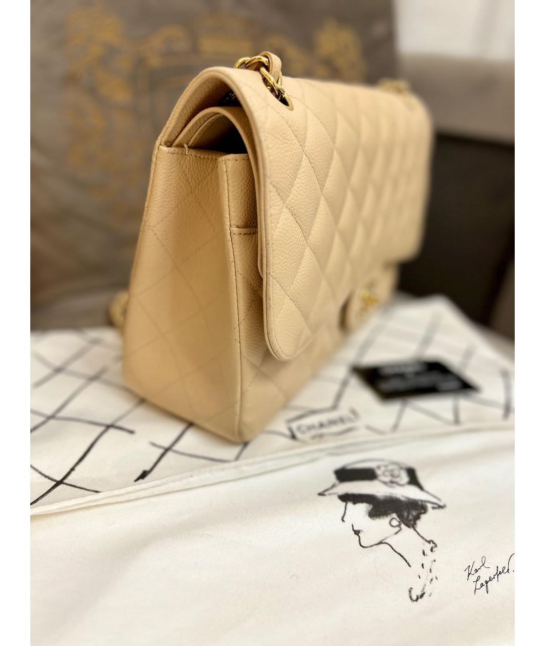 CHANEL Бежевая кожаная сумка через плечо, фото 2