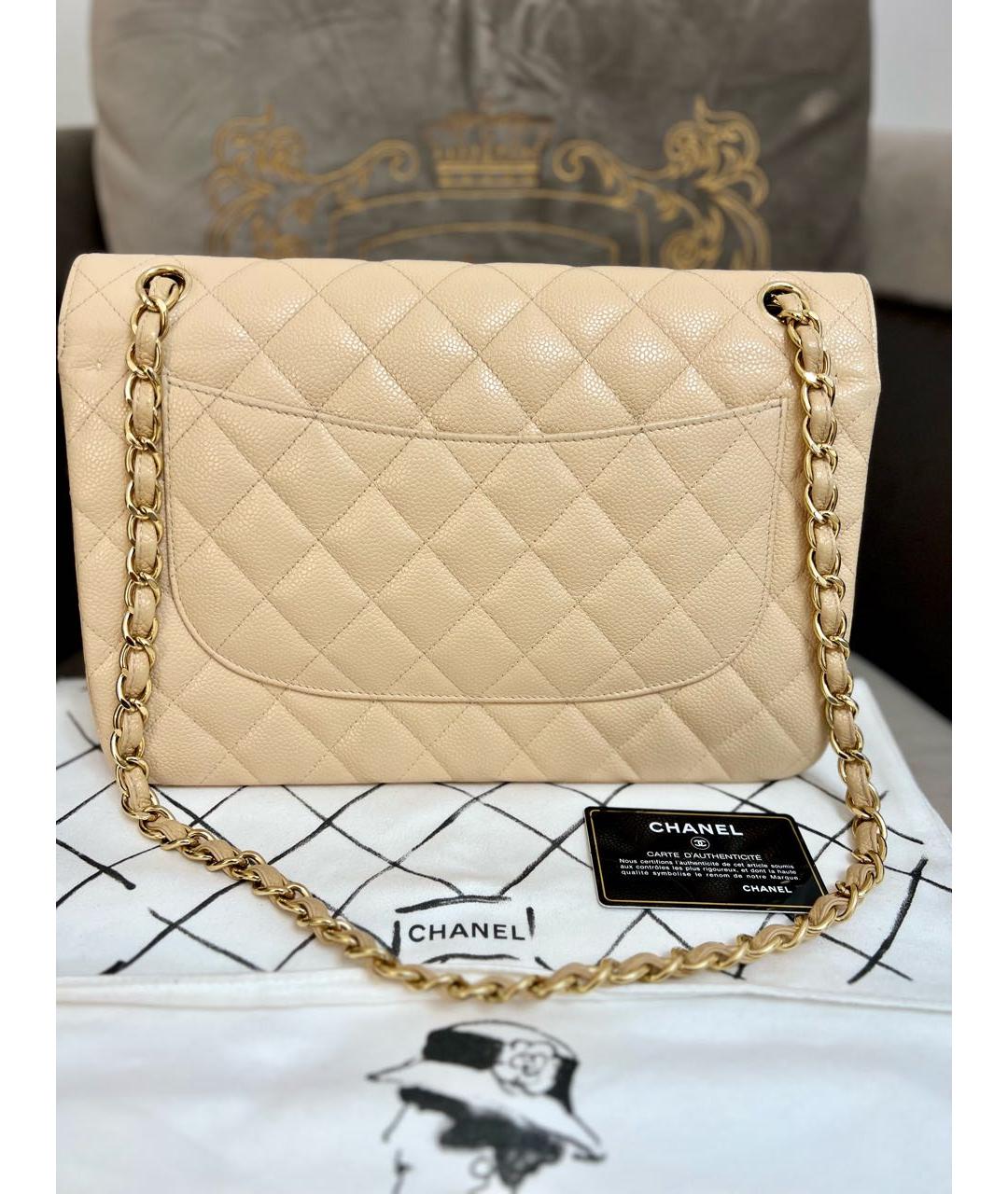 CHANEL Бежевая кожаная сумка через плечо, фото 3