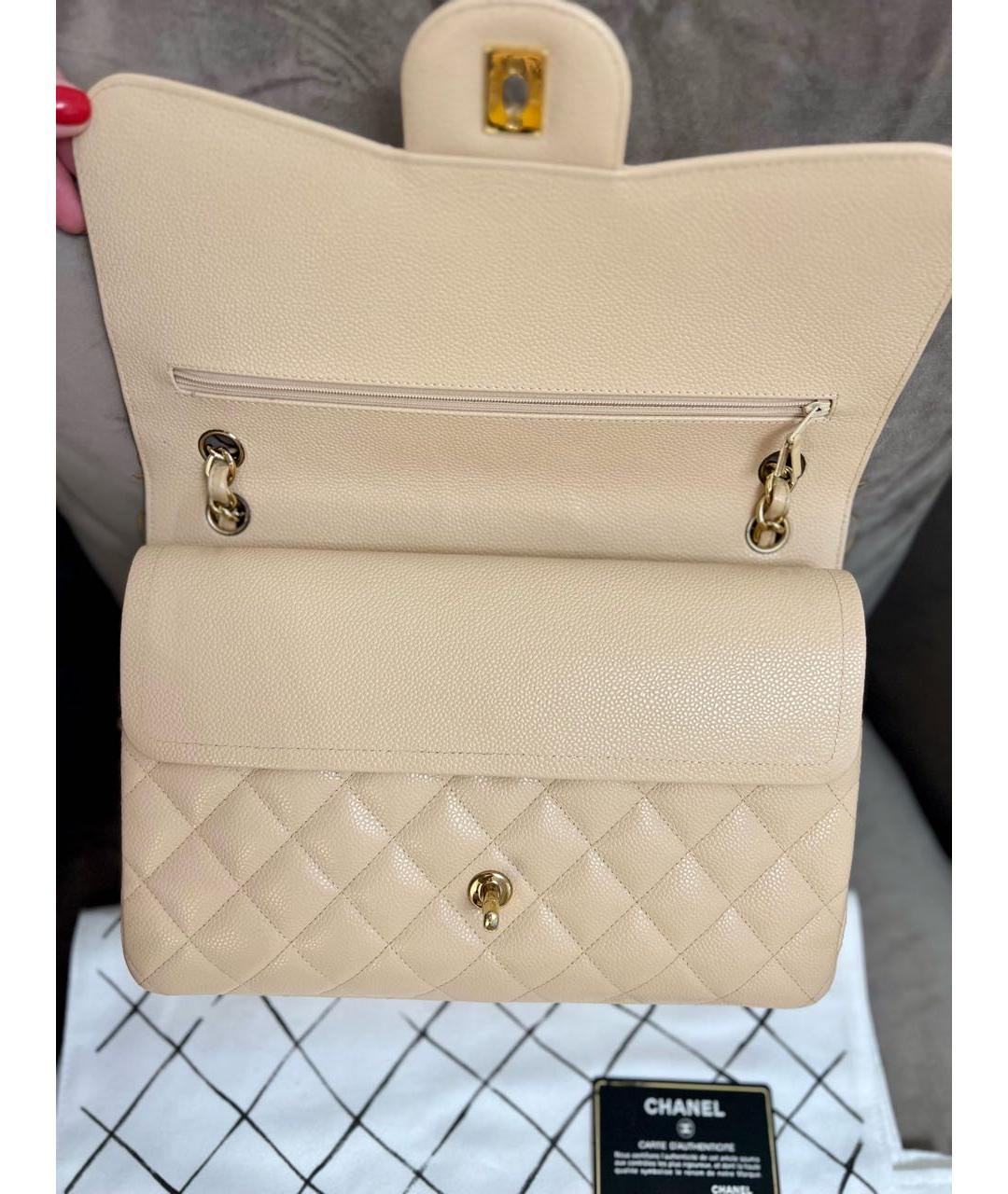 CHANEL Бежевая кожаная сумка через плечо, фото 5