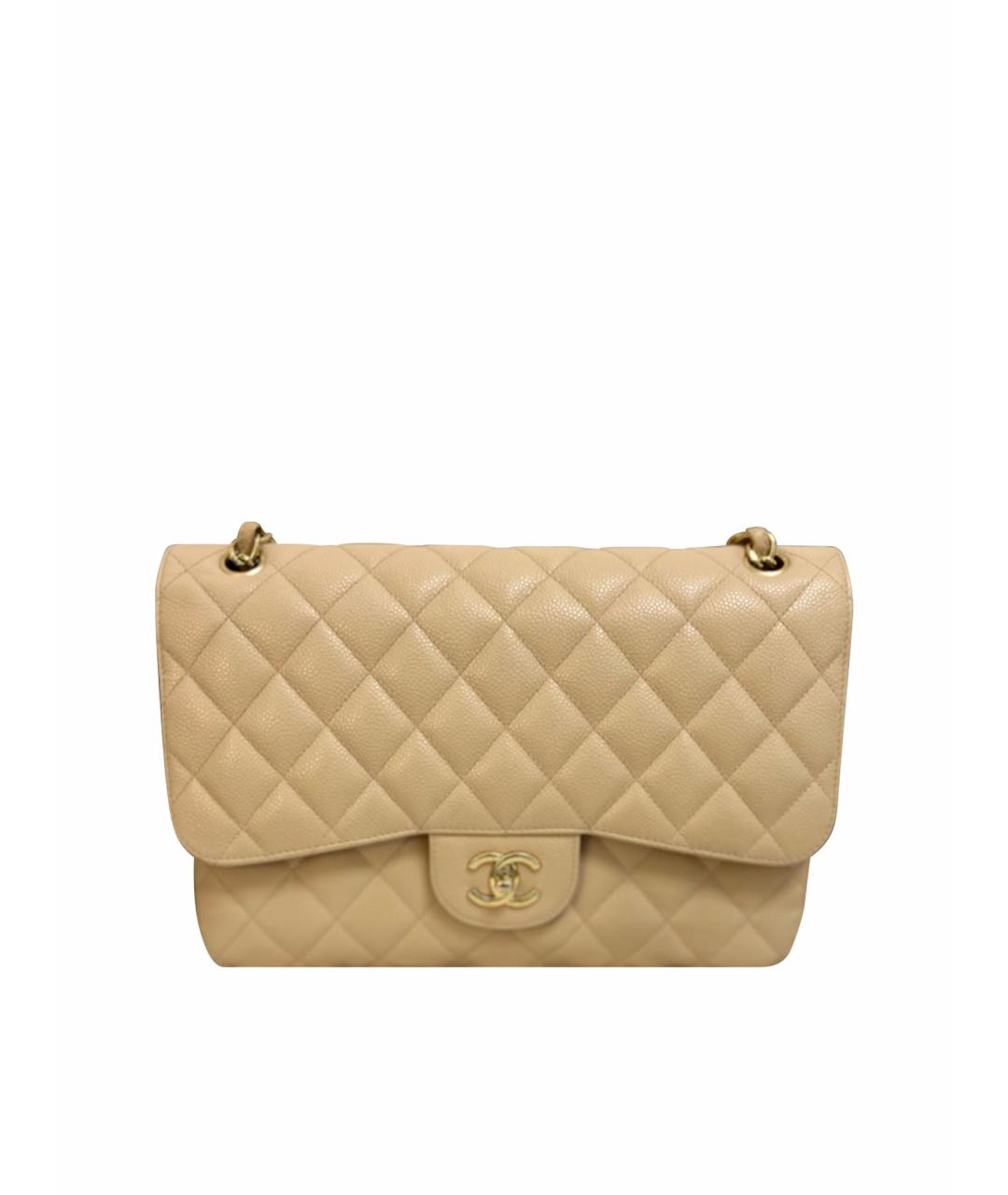CHANEL Бежевая кожаная сумка через плечо, фото 1