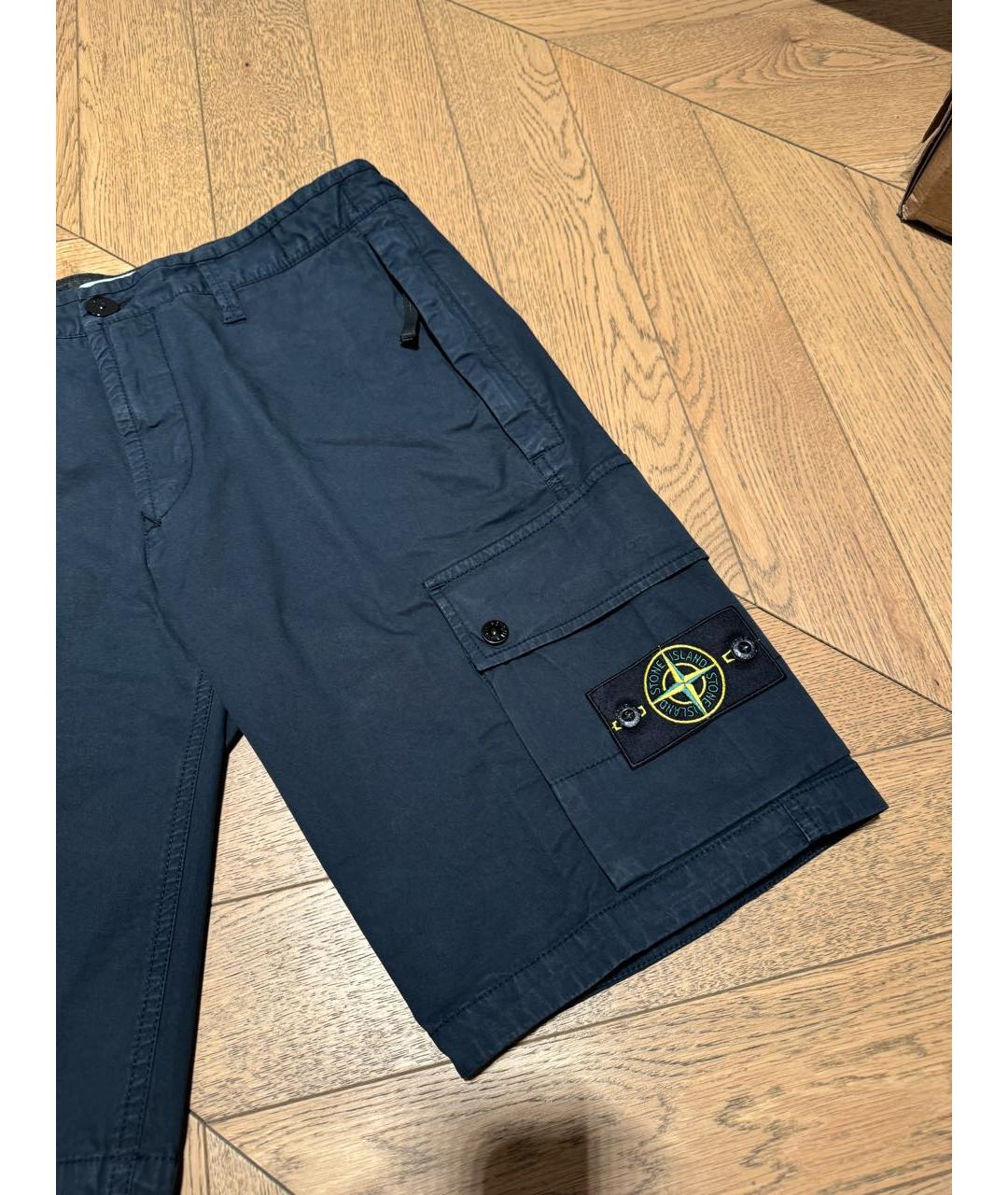 STONE ISLAND Темно-синие хлопковые шорты, фото 4