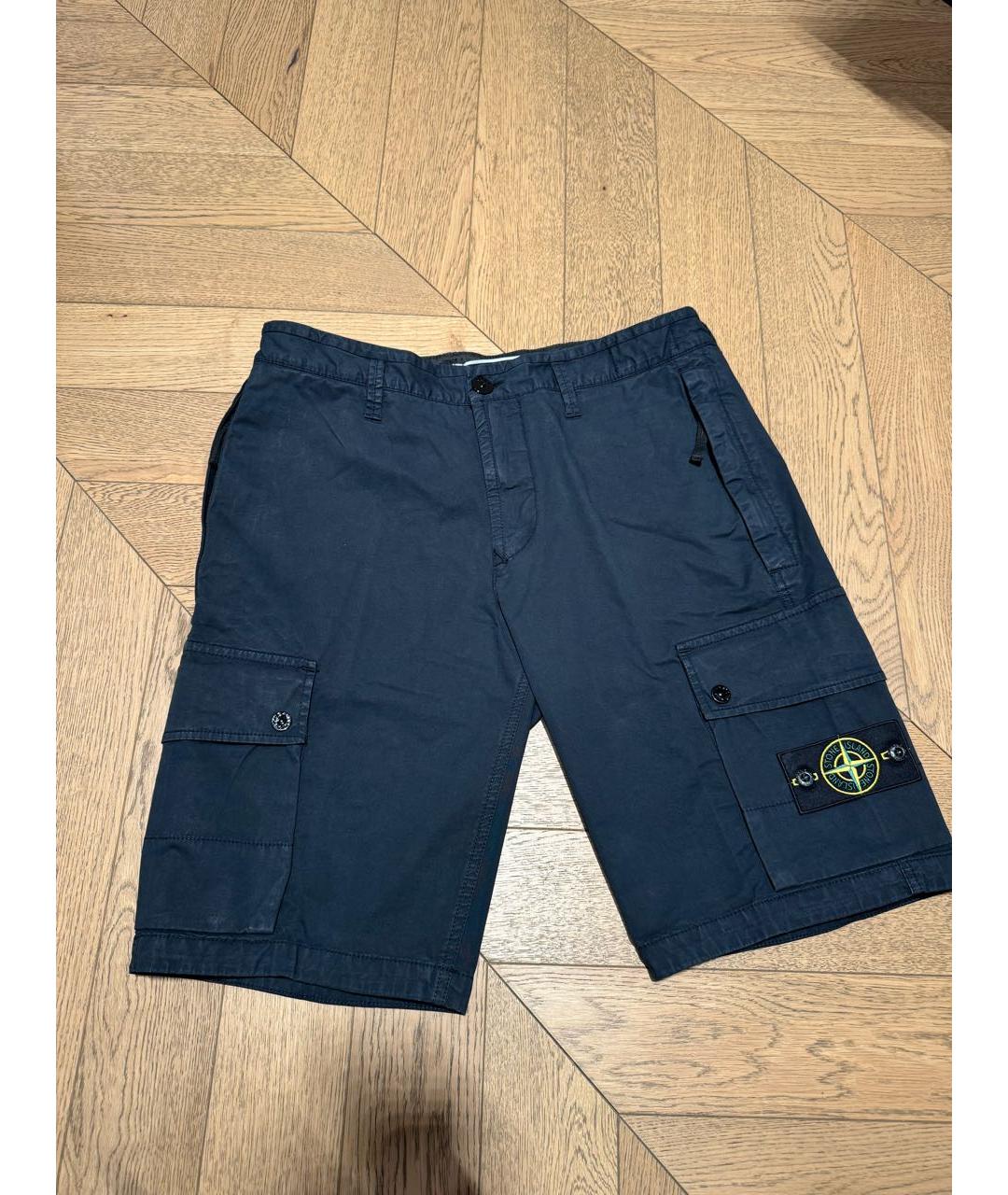 STONE ISLAND Темно-синие хлопковые шорты, фото 2