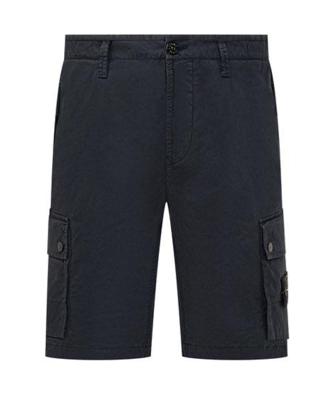STONE ISLAND Темно-синие хлопковые шорты, фото 1