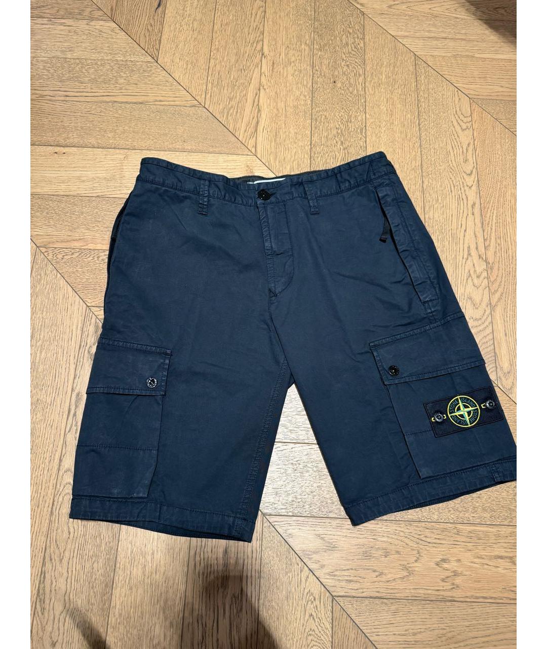 STONE ISLAND Темно-синие хлопковые шорты, фото 3