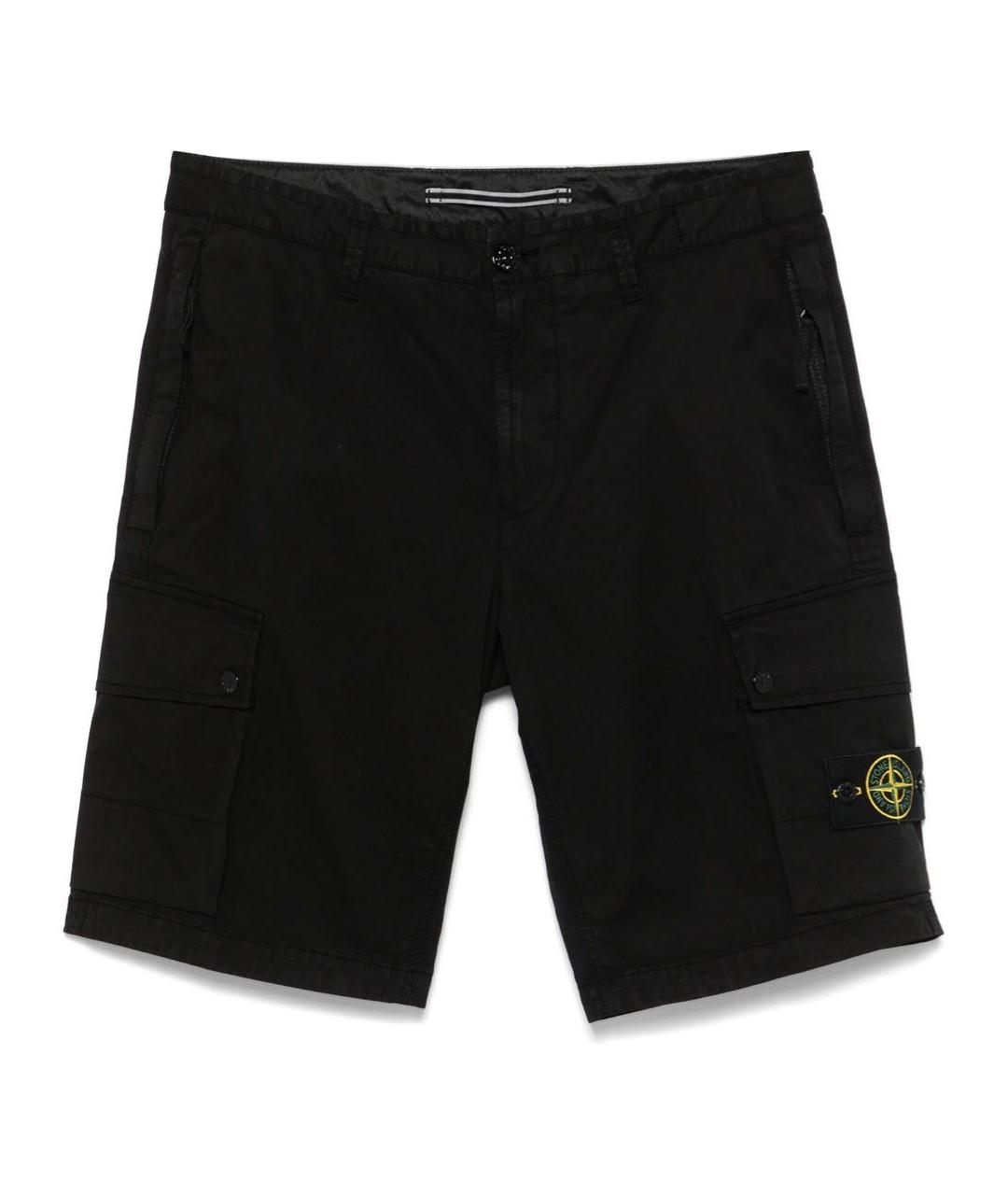 STONE ISLAND Черные хлопковые шорты, фото 1