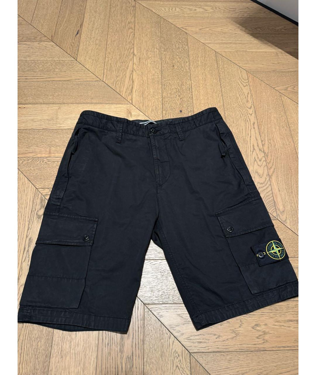 STONE ISLAND Черные хлопковые шорты, фото 2