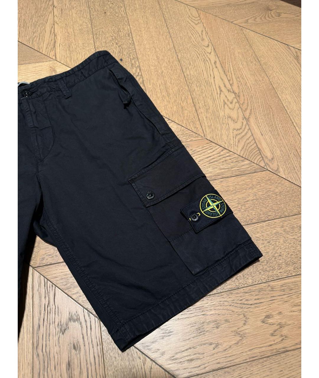 STONE ISLAND Черные хлопковые шорты, фото 3