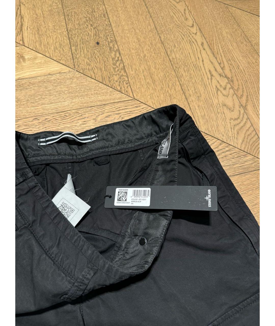 STONE ISLAND Черные хлопковые шорты, фото 4