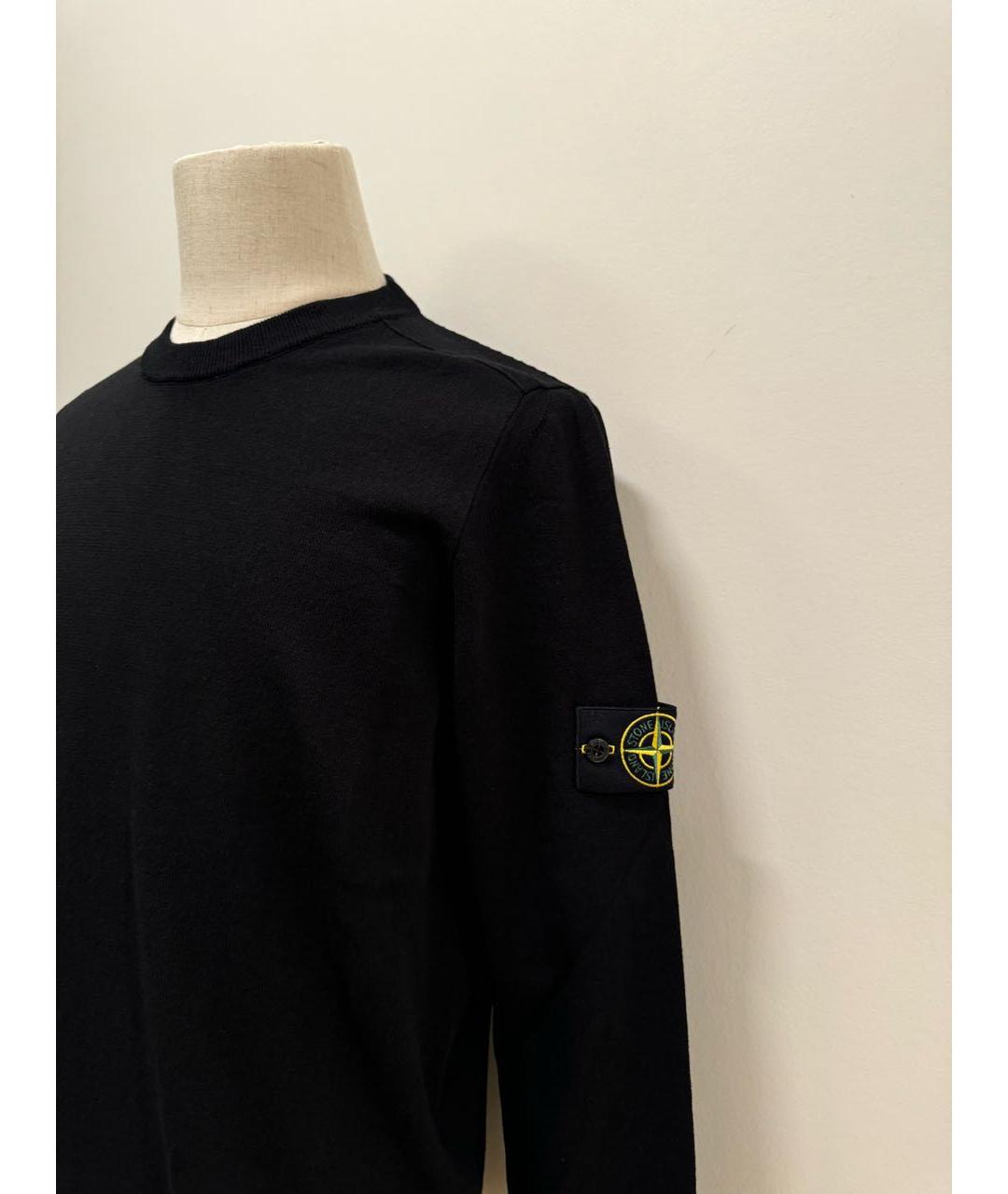 STONE ISLAND Черный хлопковый джемпер / свитер, фото 3