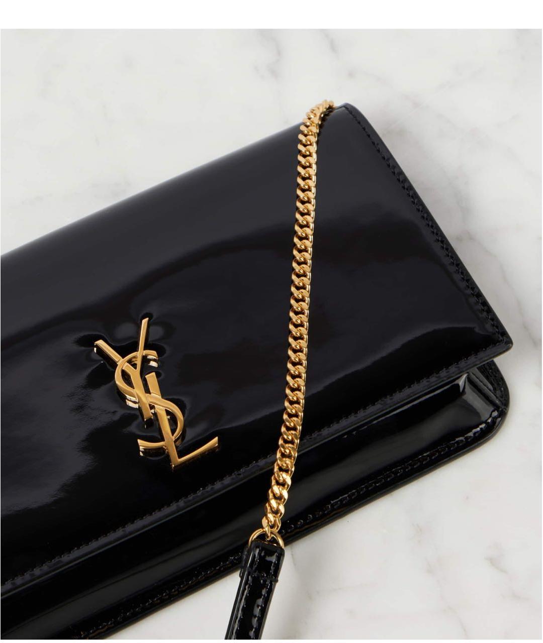 SAINT LAURENT Черная сумка через плечо из лакированной кожи, фото 2