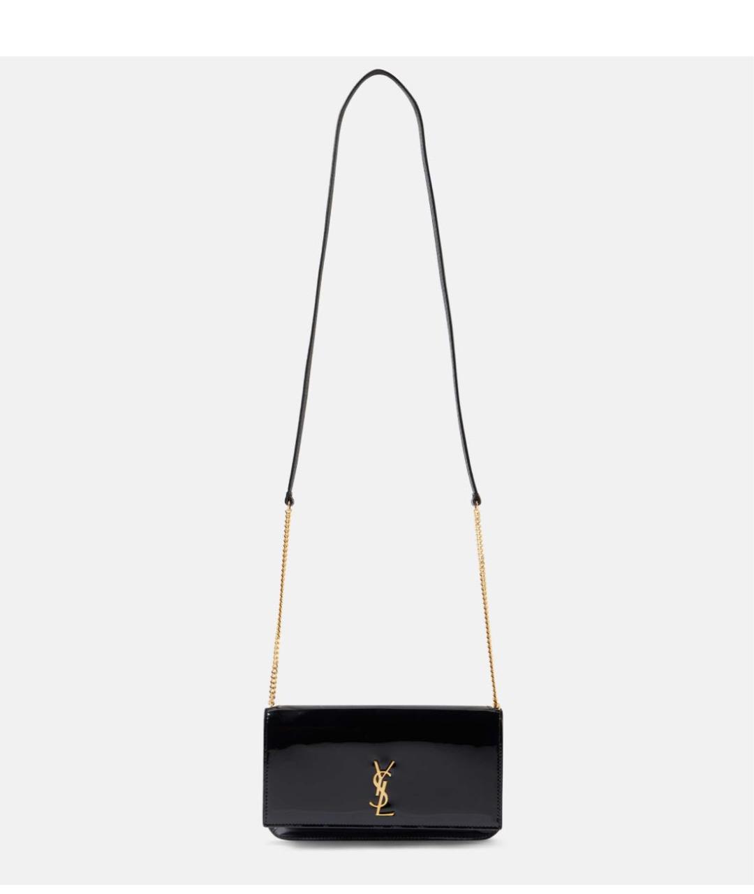 SAINT LAURENT Черная сумка через плечо из лакированной кожи, фото 5