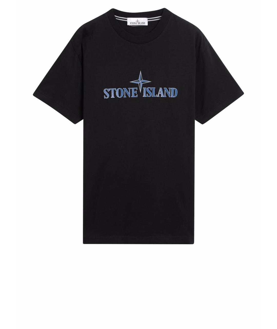 STONE ISLAND Черная хлопковая футболка, фото 1