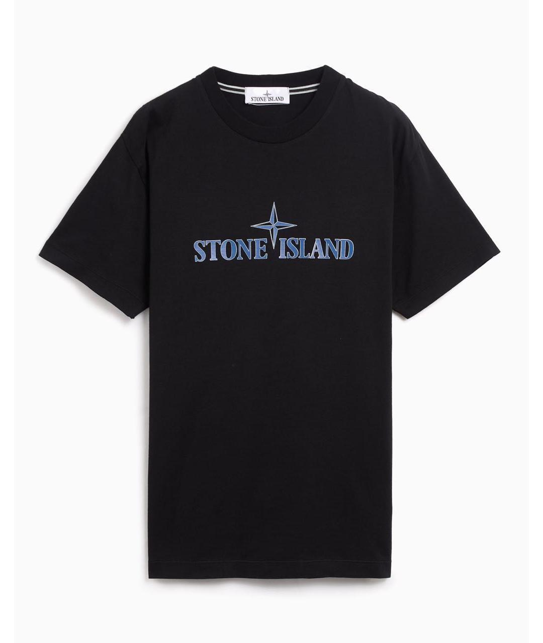 STONE ISLAND Черная хлопковая футболка, фото 5