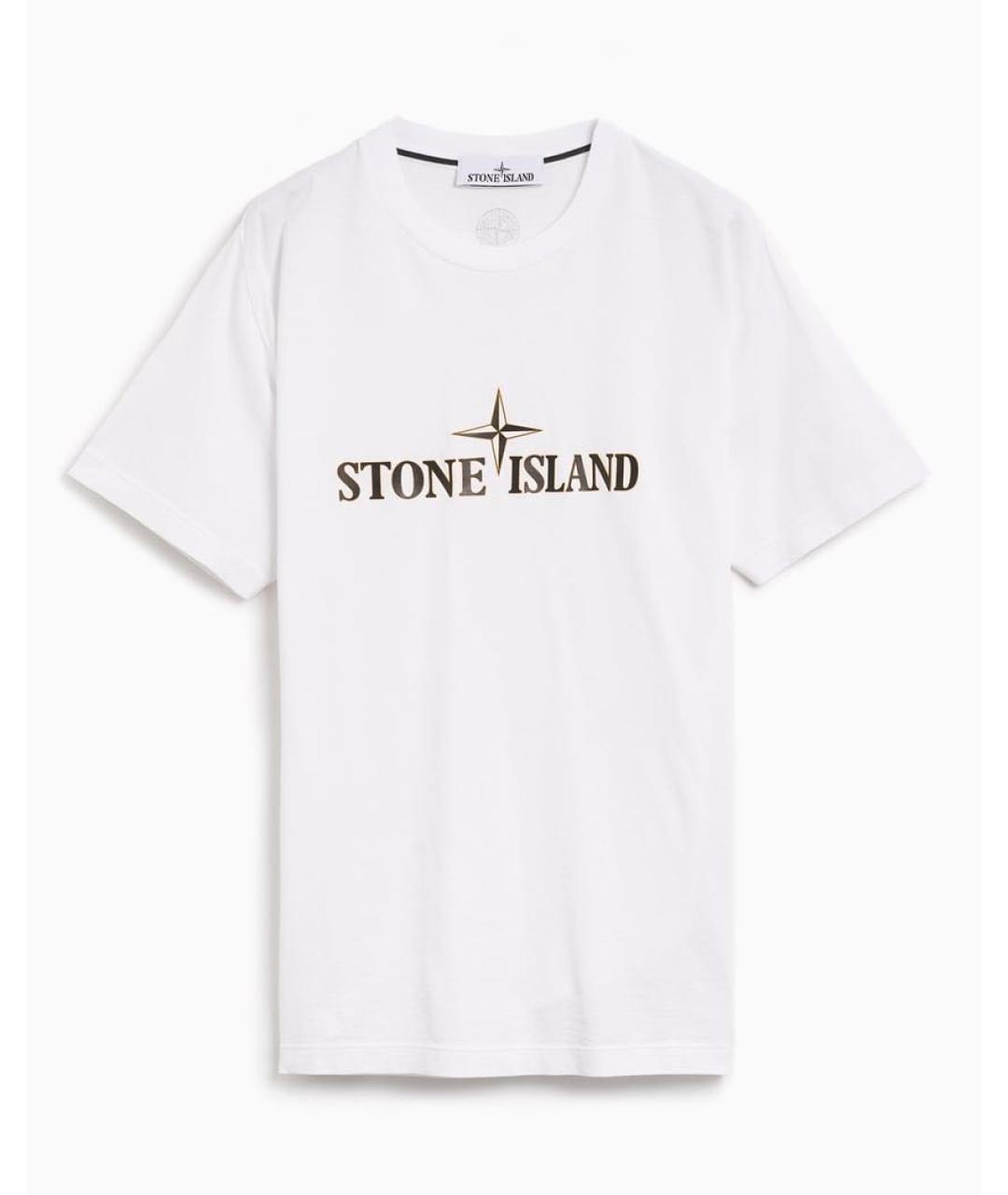 STONE ISLAND Белая хлопковая футболка, фото 5