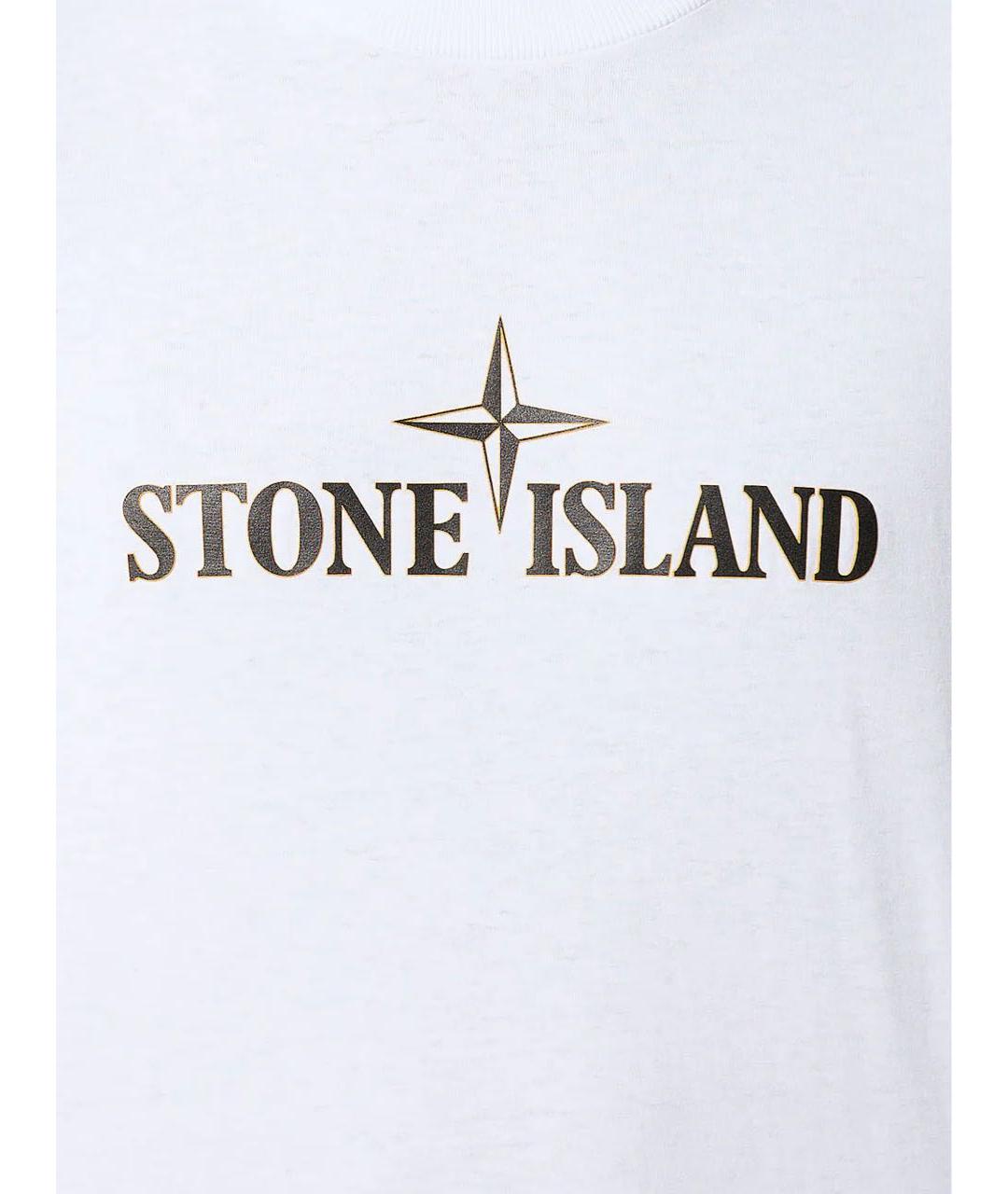 STONE ISLAND Белая хлопковая футболка, фото 4