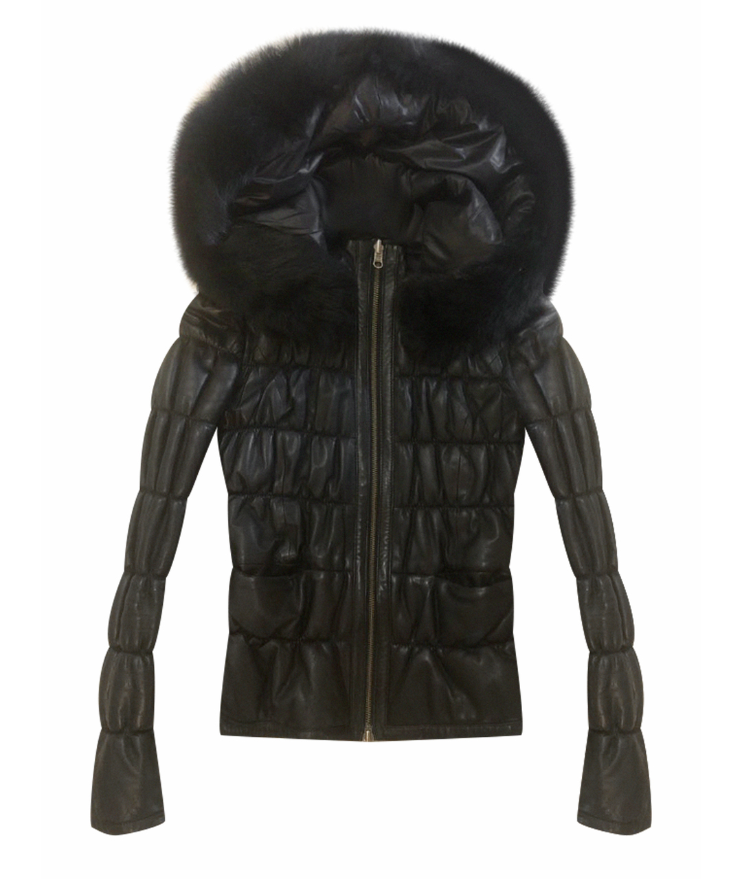 EMPORIO ARMANI Черная кожаная куртка, фото 1