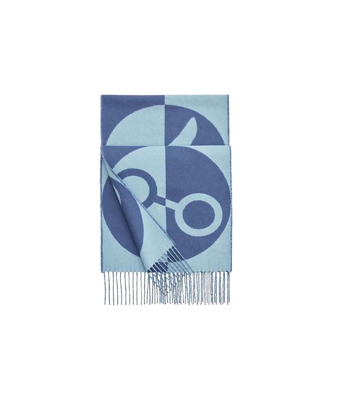 HERMES Голубой кашемировый шарф, фото 1