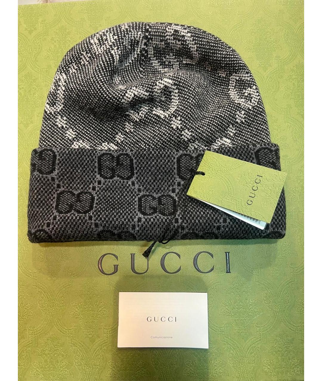 GUCCI Серая шерстяная шапка, фото 2