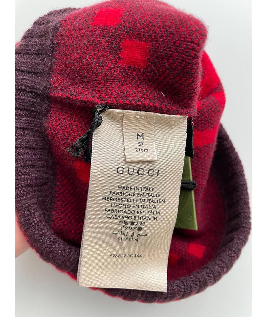 GUCCI Бордовая кашемировая шапка, фото 6