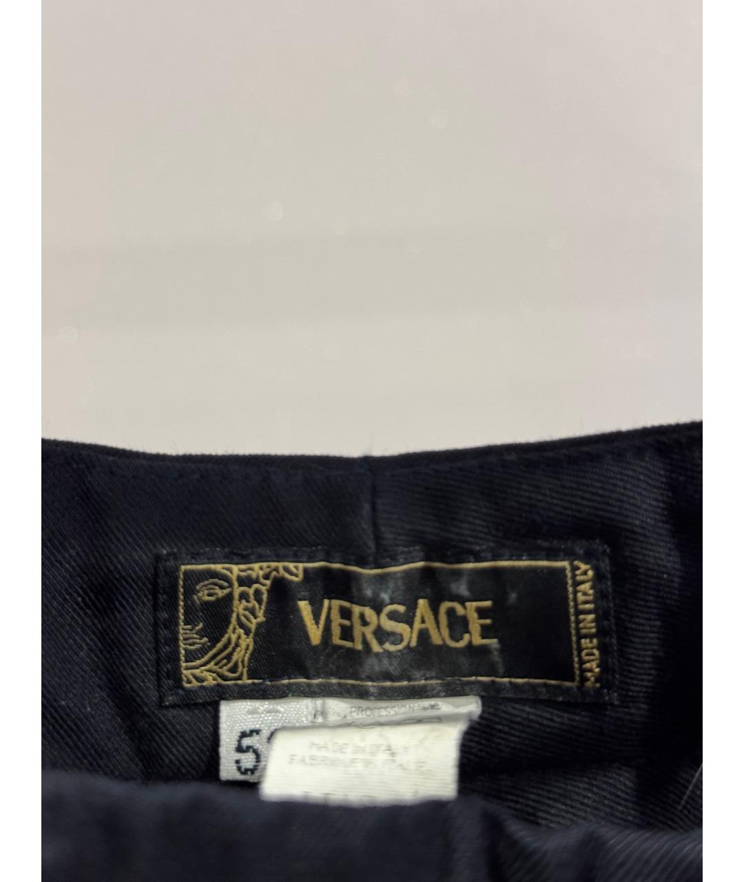 VERSACE Черные хлопковые повседневные брюки, фото 3