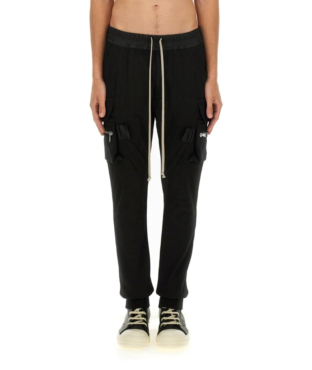 RICK OWENS Черные хлопковые повседневные брюки, фото 1