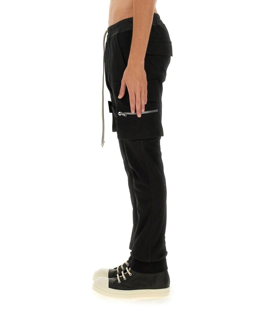RICK OWENS Черные хлопковые повседневные брюки, фото 4