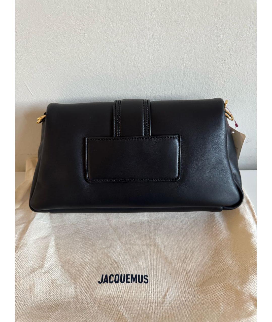 JACQUEMUS Черная кожаная сумка через плечо, фото 3