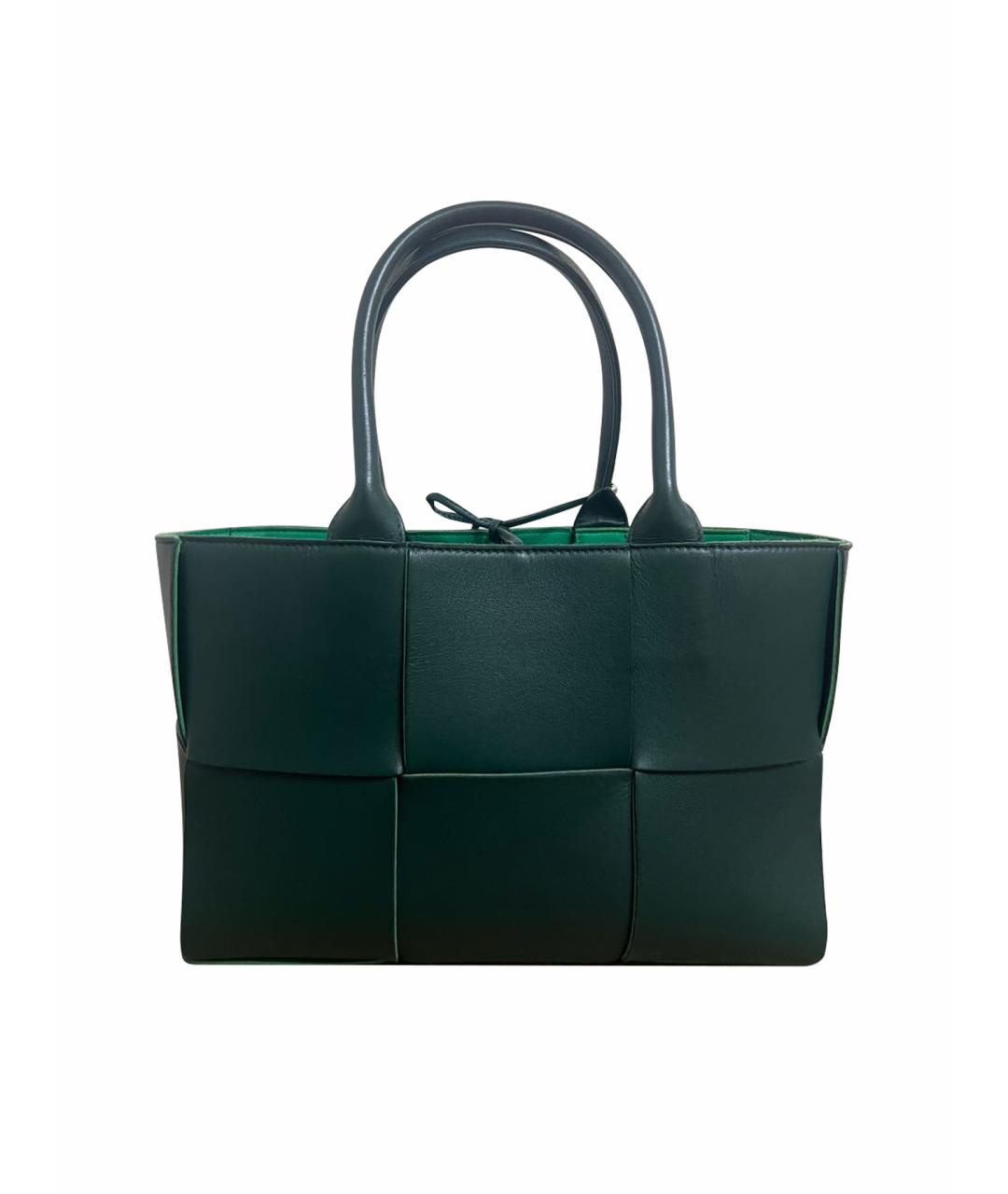 BOTTEGA VENETA Зеленая кожаная сумка тоут, фото 1