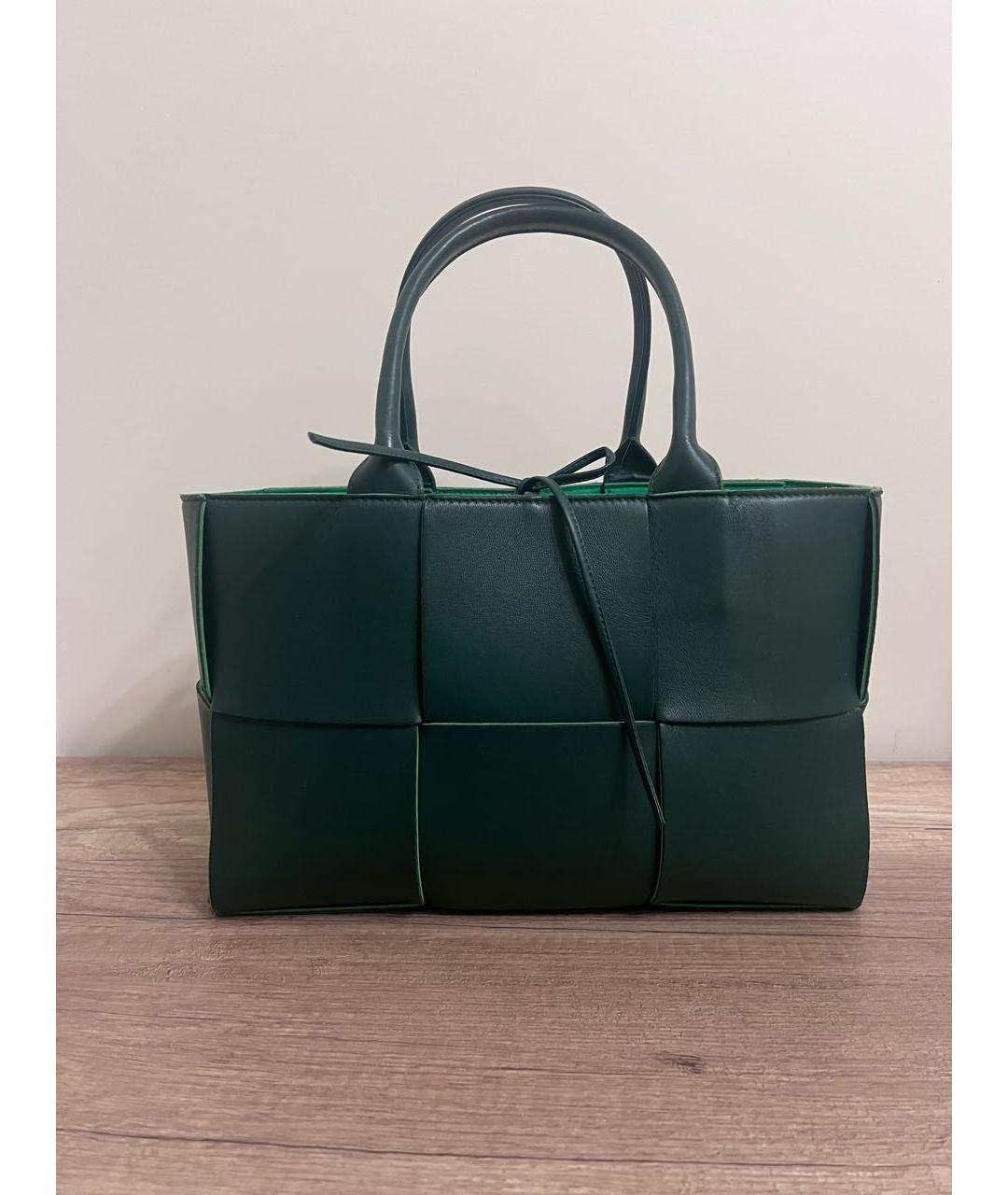 BOTTEGA VENETA Зеленая кожаная сумка тоут, фото 3