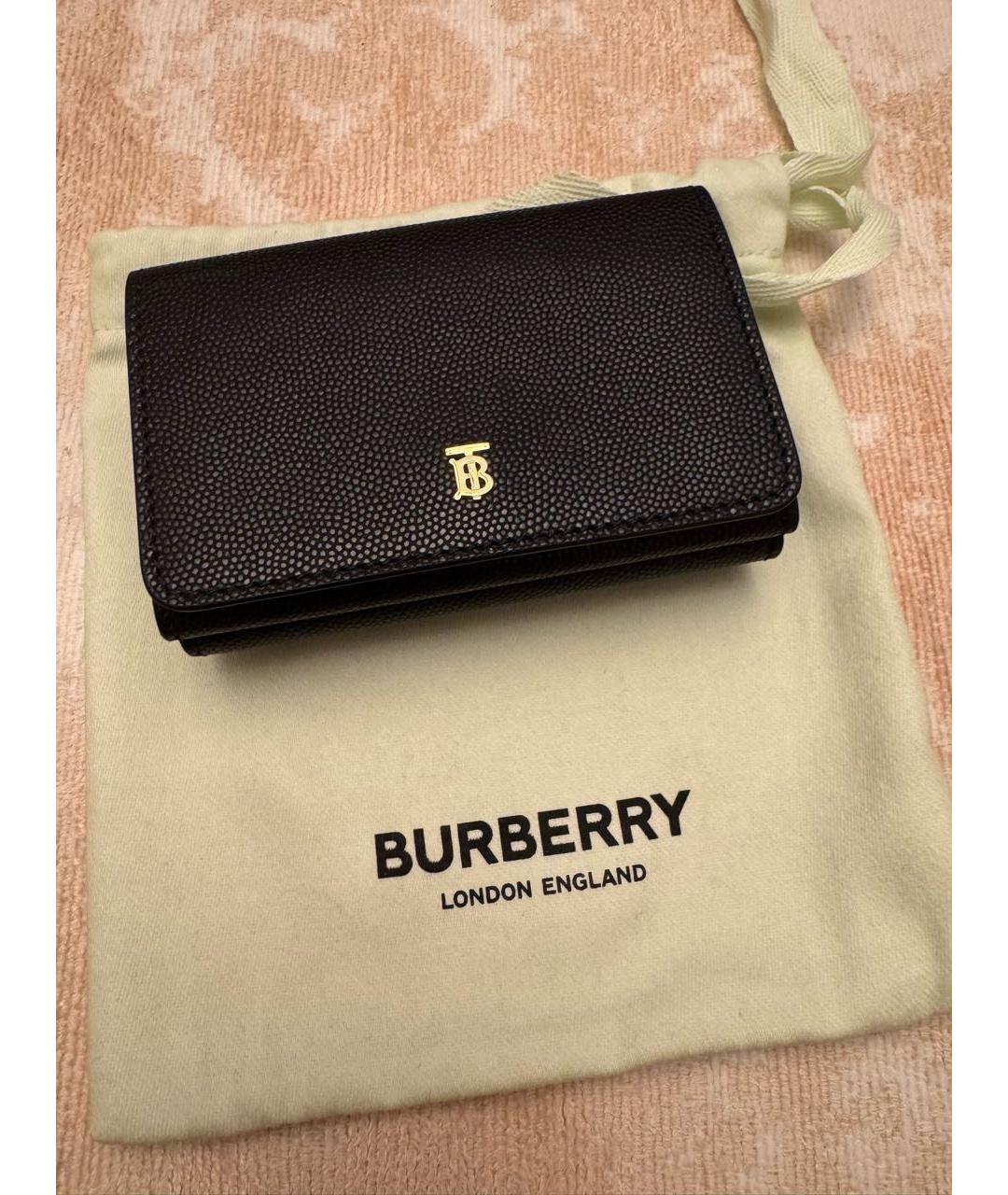 BURBERRY Черный кожаный кошелек, фото 4