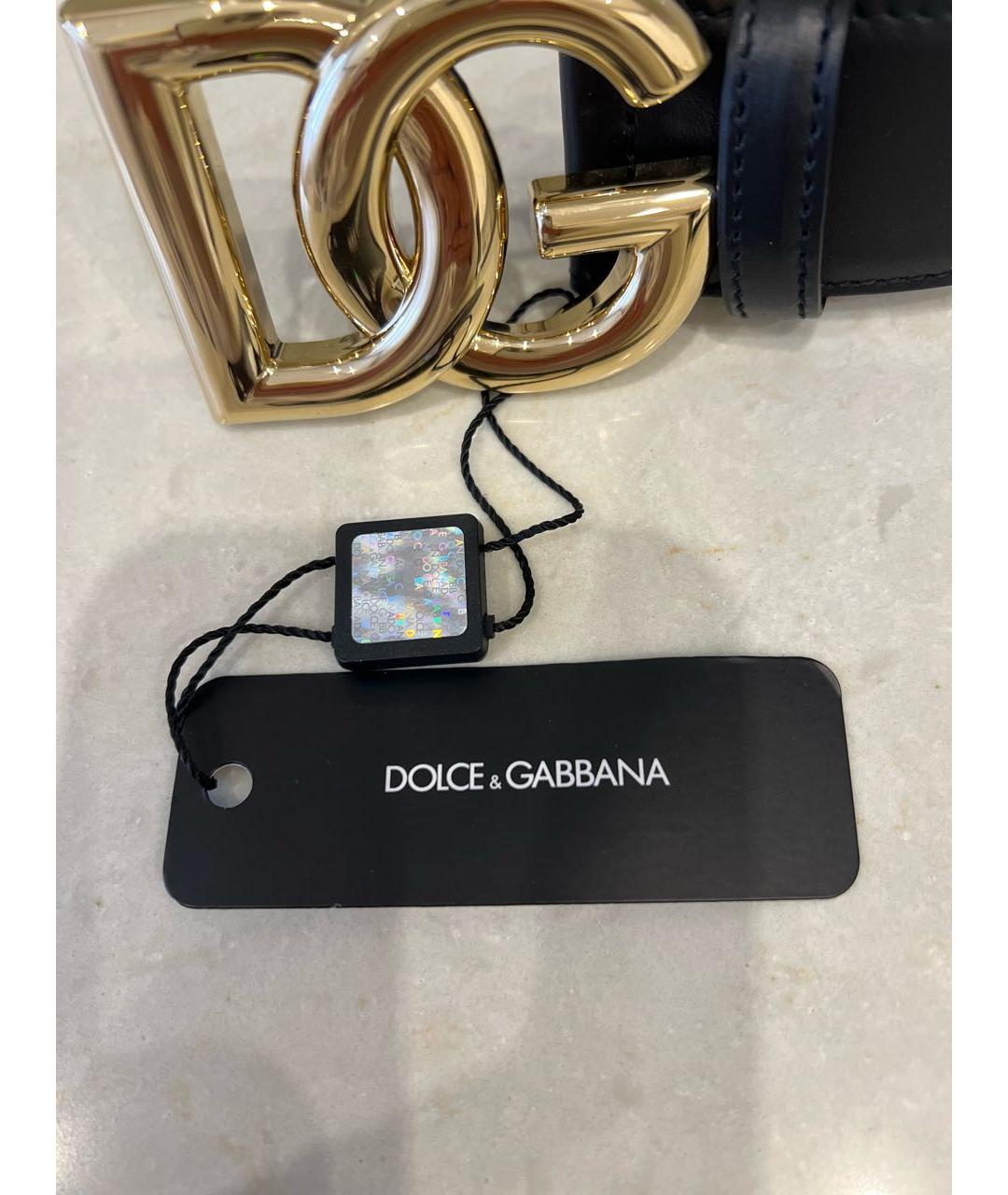 DOLCE&GABBANA Черный кожаный ремень, фото 3