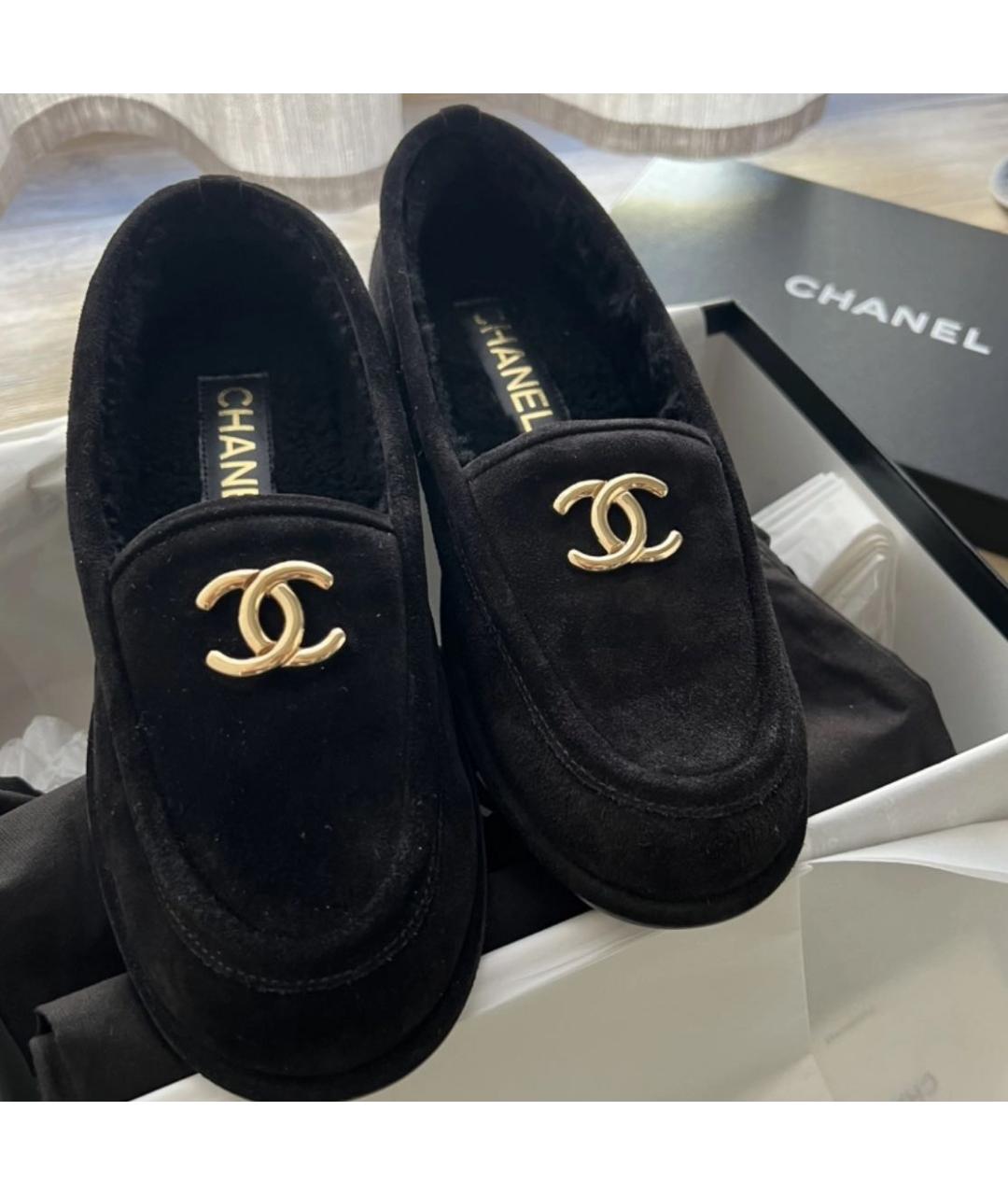 CHANEL Черные замшевые лоферы, фото 2