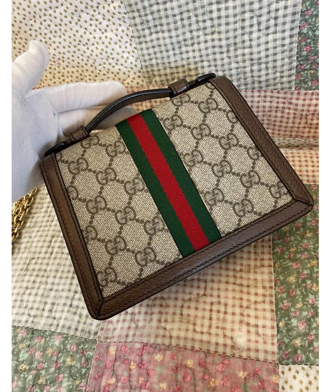 GUCCI Коричневая кожаная сумка через плечо, фото 6