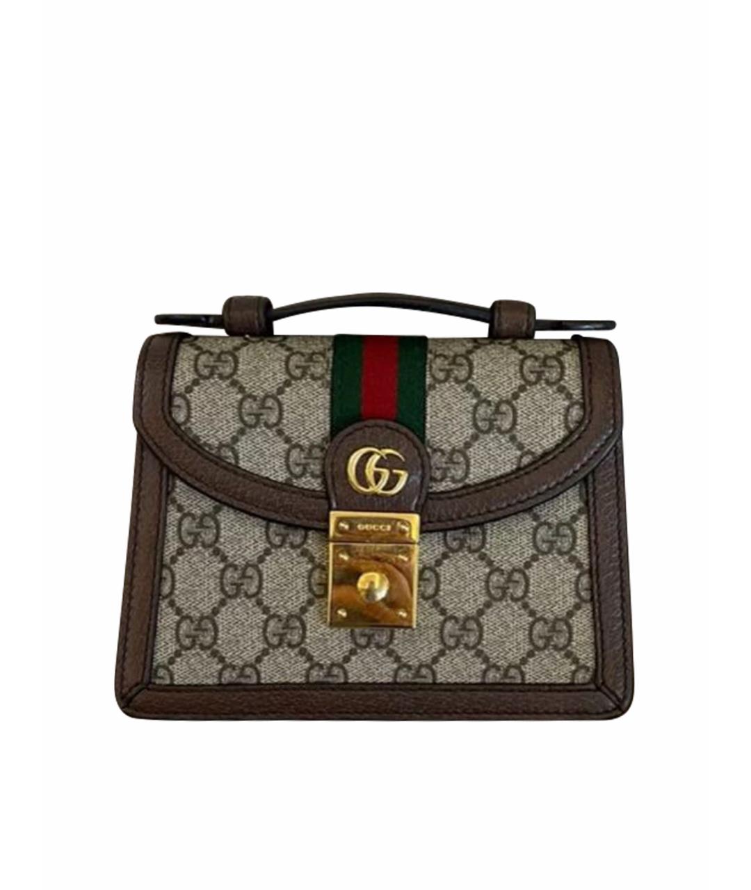 GUCCI Коричневая кожаная сумка через плечо, фото 1