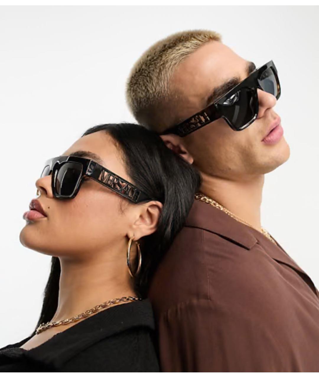 VERSACE Черные пластиковые солнцезащитные очки, фото 5