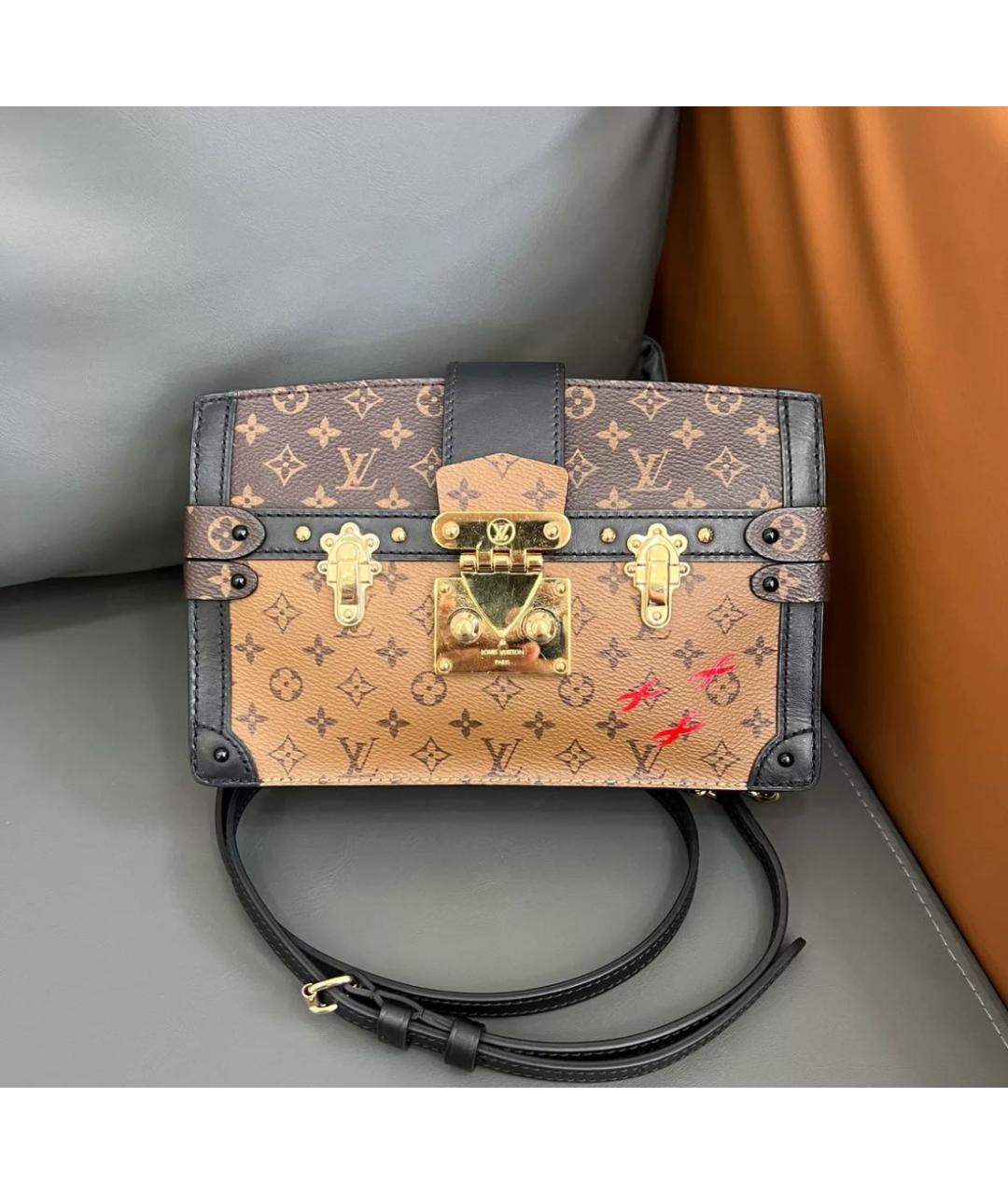 LOUIS VUITTON Коричневая кожаная сумка через плечо, фото 8